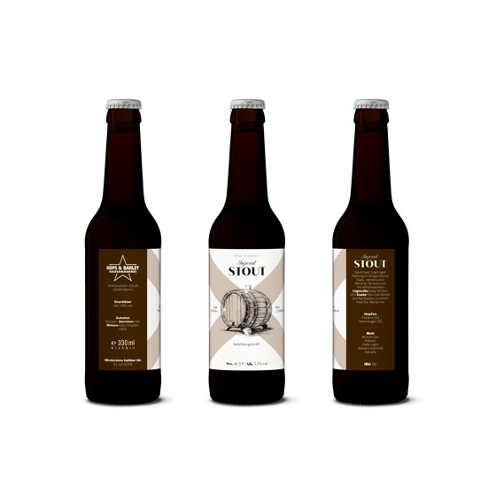 Flaschenetikett › Imperial Stout holzfassgereift | Hops & Barley Hausbrauerei, Berlin